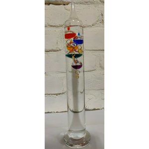 Clear Glass Tabletop Galileo Thermometer with Colorful Temperature Markers